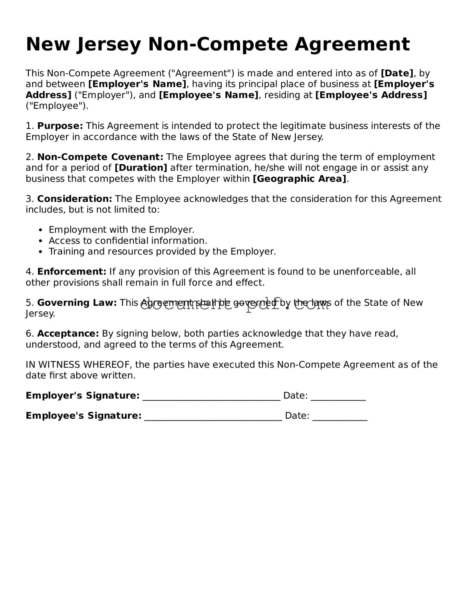 Attorney-Verified New Jersey Non-compete Agreement Template