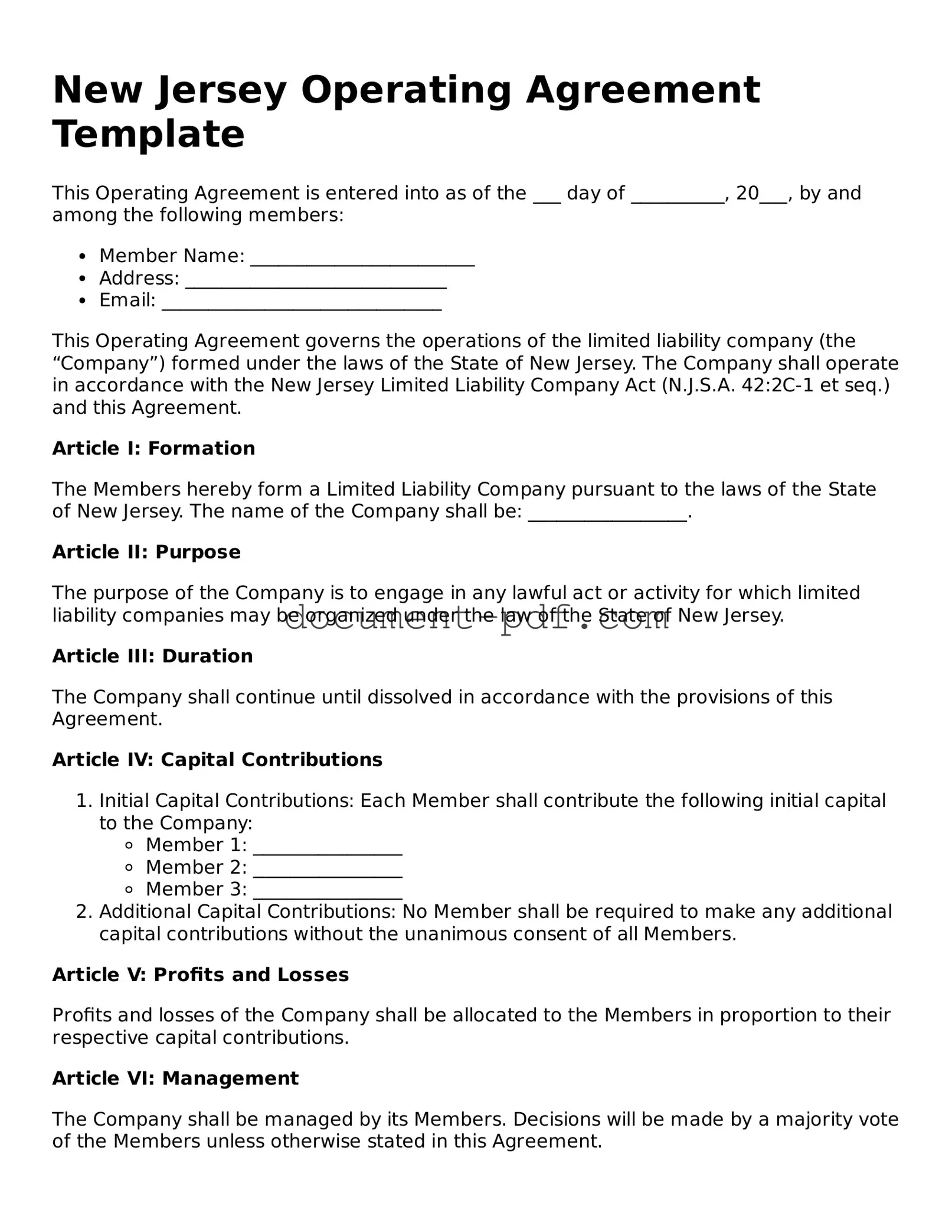 Attorney-Verified New Jersey Operating Agreement Template