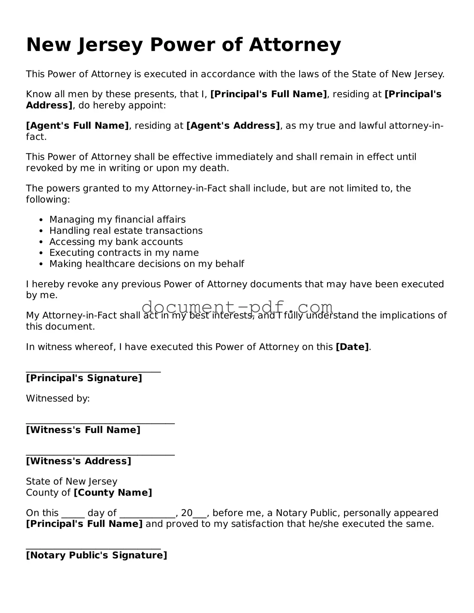 Attorney-Verified New Jersey Power of Attorney Template