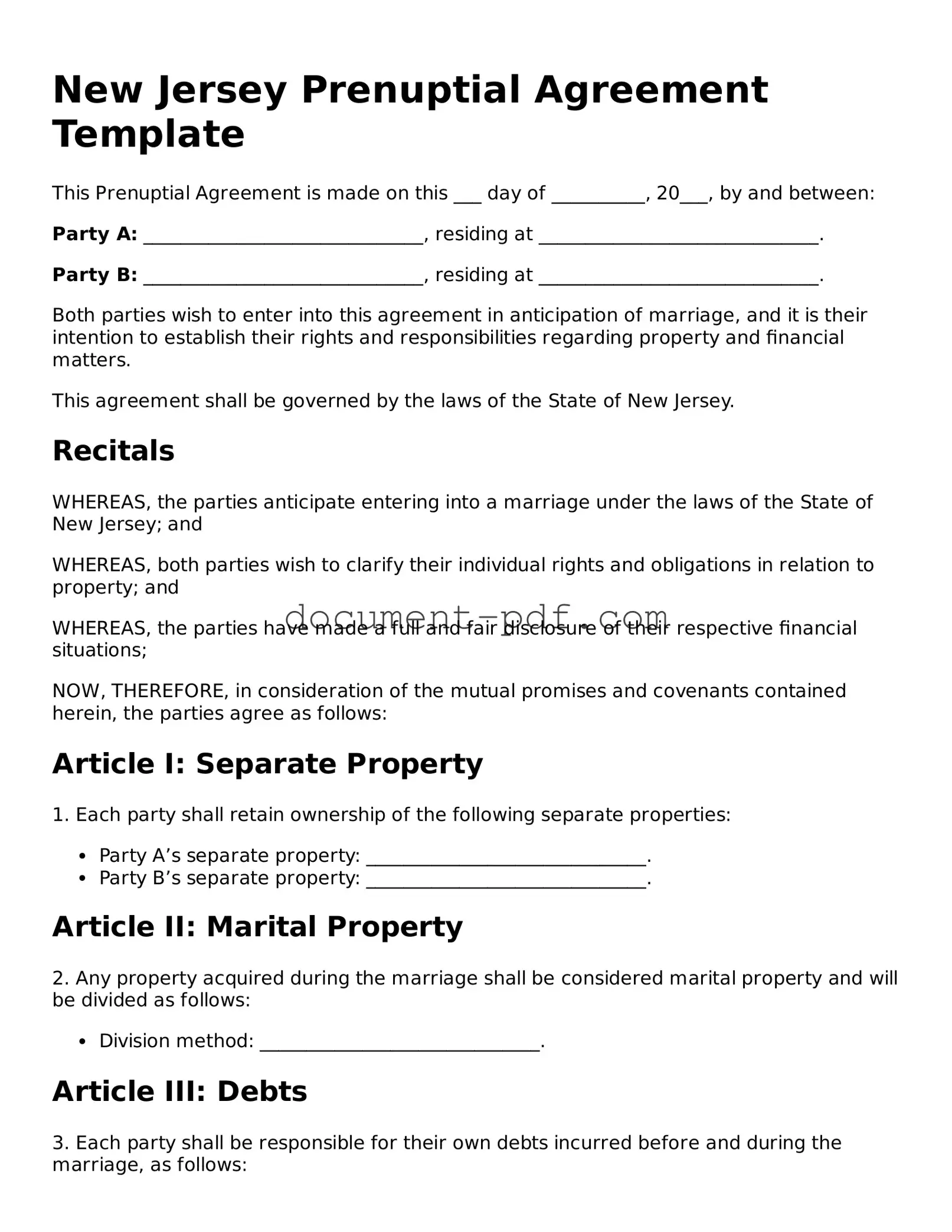 Attorney-Verified New Jersey Prenuptial Agreement Template