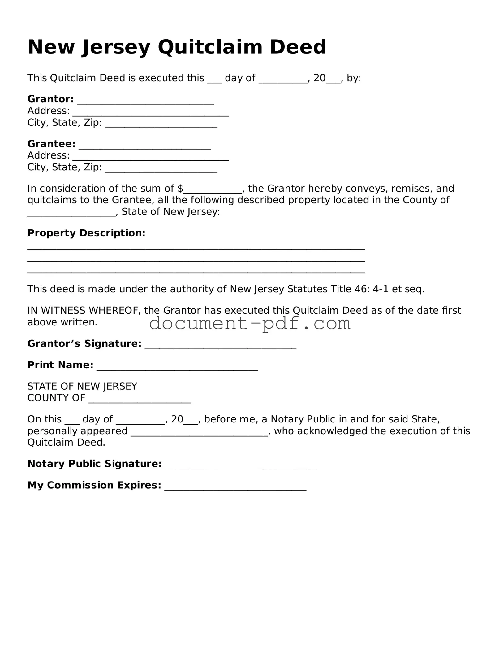 Attorney-Verified New Jersey Quitclaim Deed Template