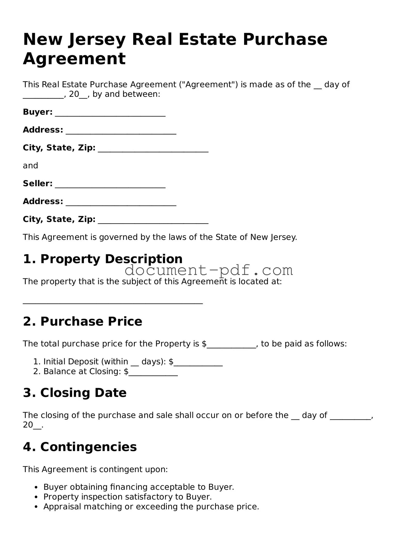 Attorney-Verified New Jersey Real Estate Purchase Agreement Template