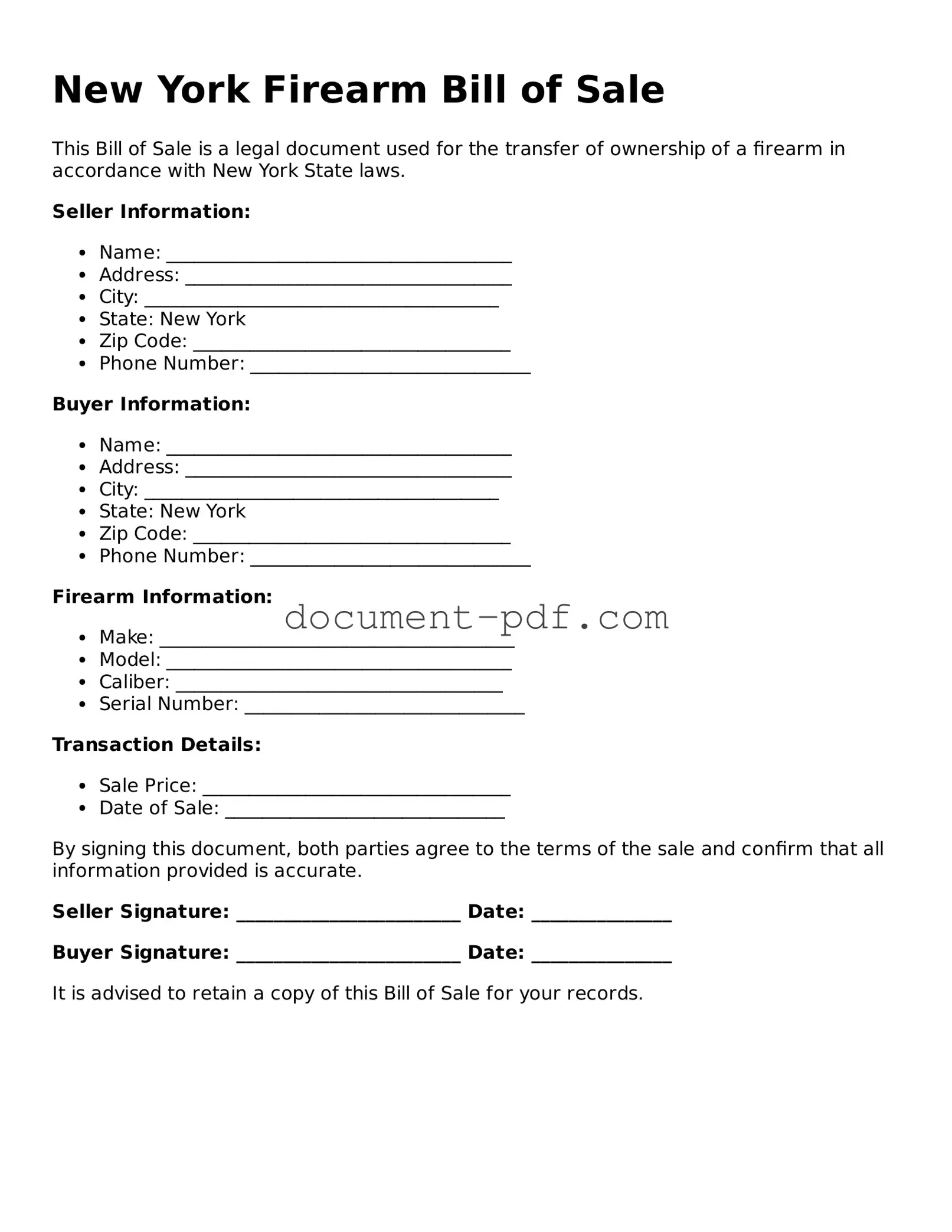 Attorney-Verified New York Firearm Bill of Sale Template