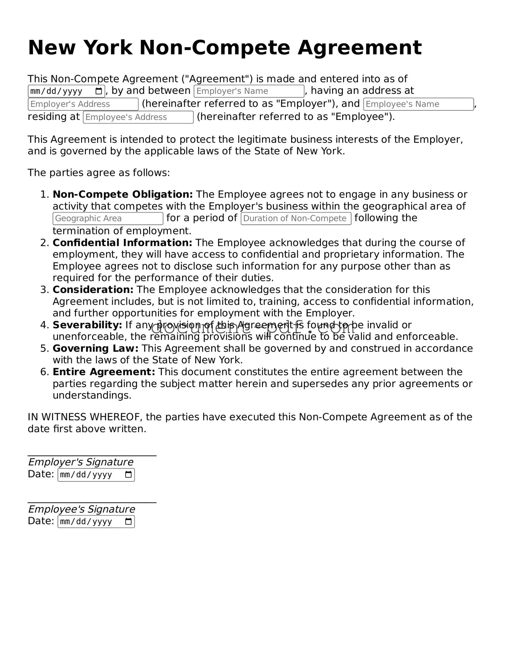 Attorney-Verified New York Non-compete Agreement Template