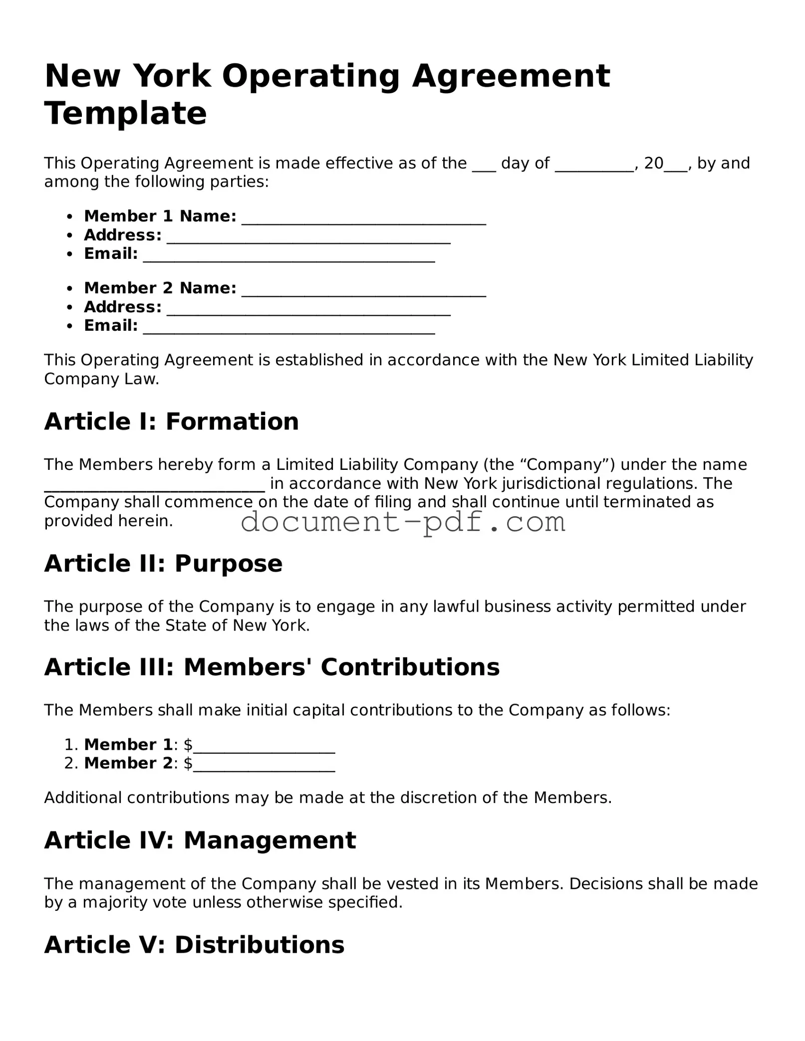 Attorney-Verified New York Operating Agreement Template