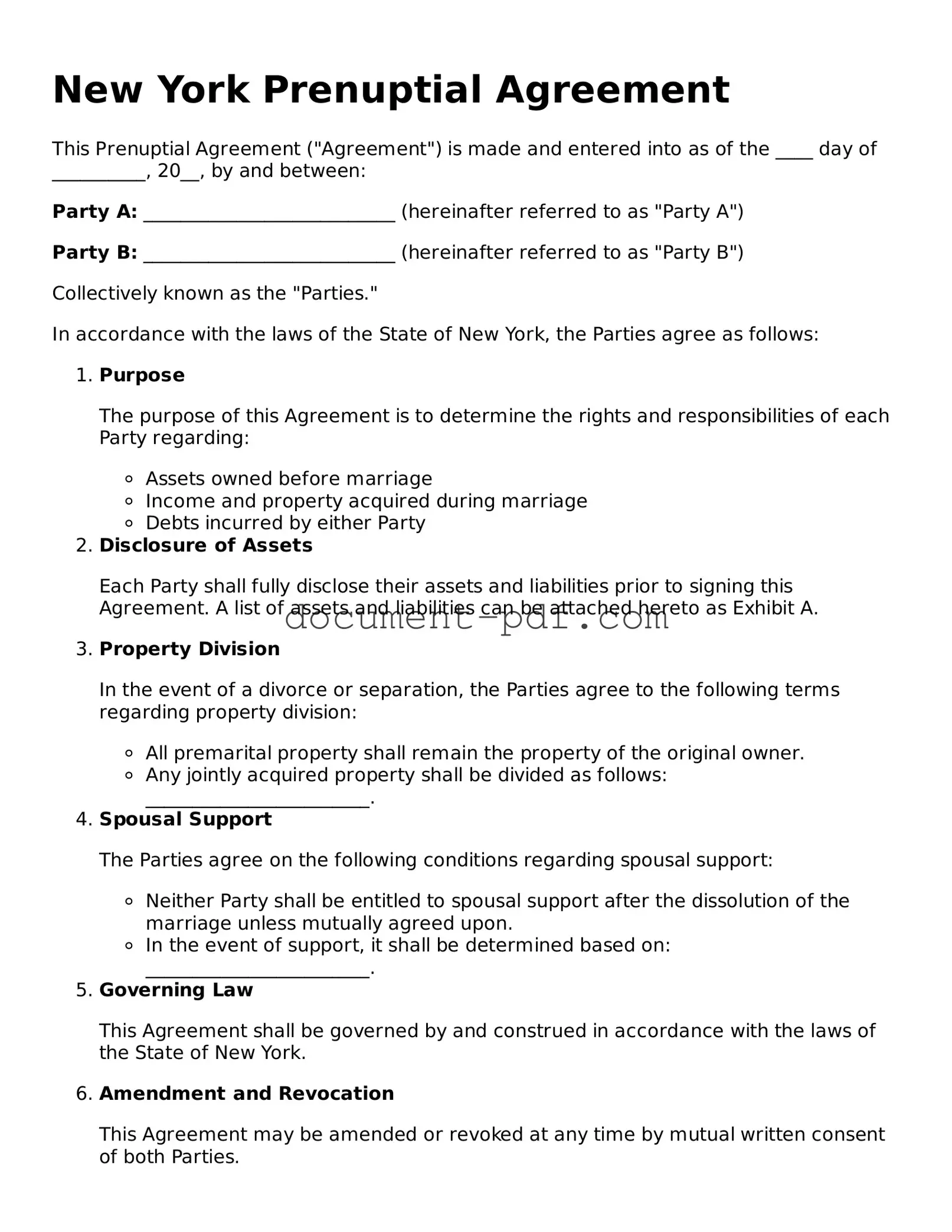 Attorney-Verified New York Prenuptial Agreement Template