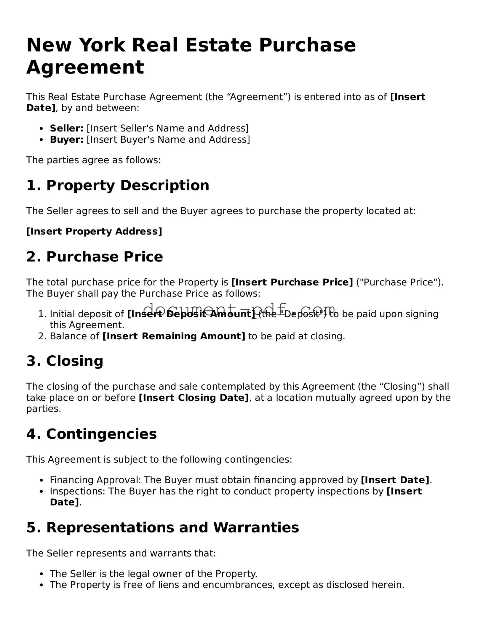 Attorney-Verified New York Real Estate Purchase Agreement Template