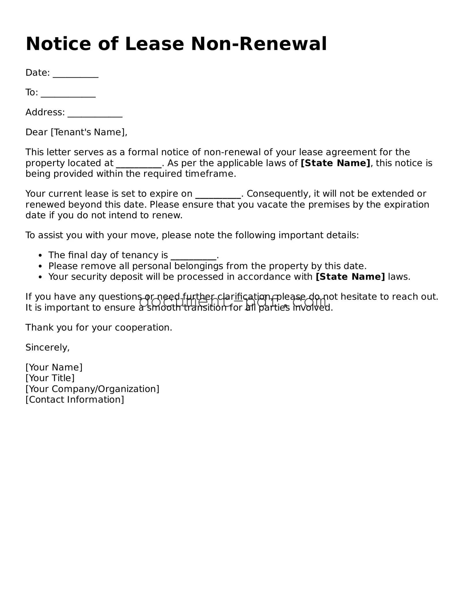 Attorney-Approved Notice of Lease Non-Renewal Document