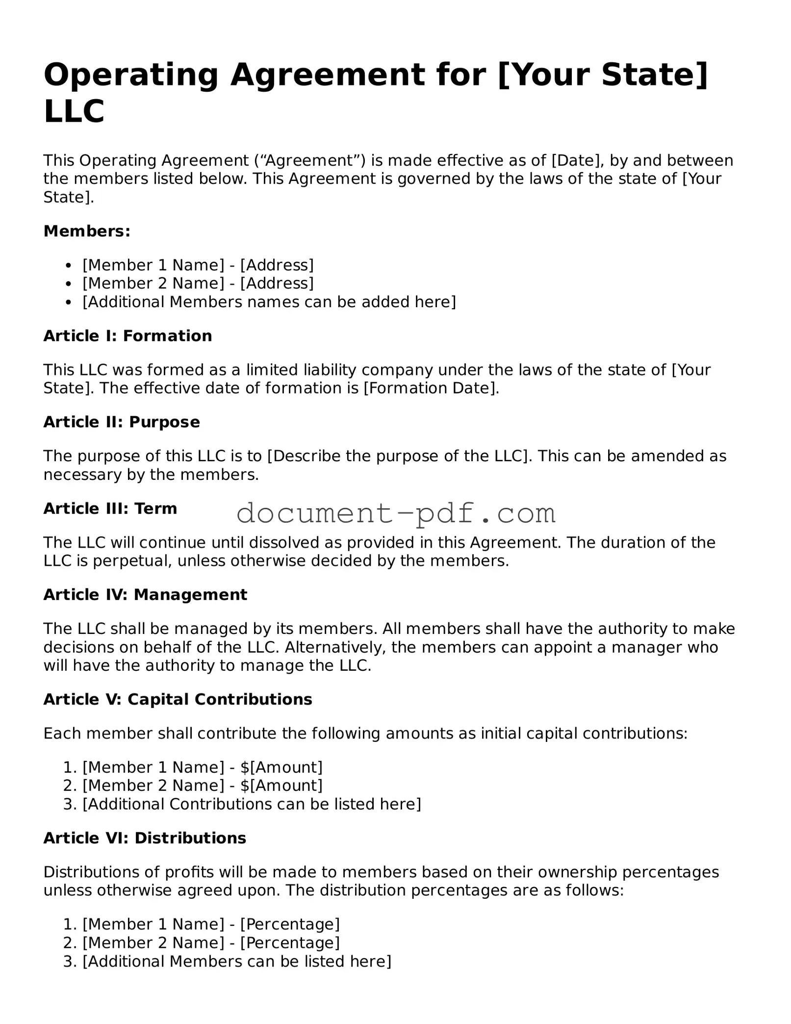 Attorney-Approved Operating Agreement Document