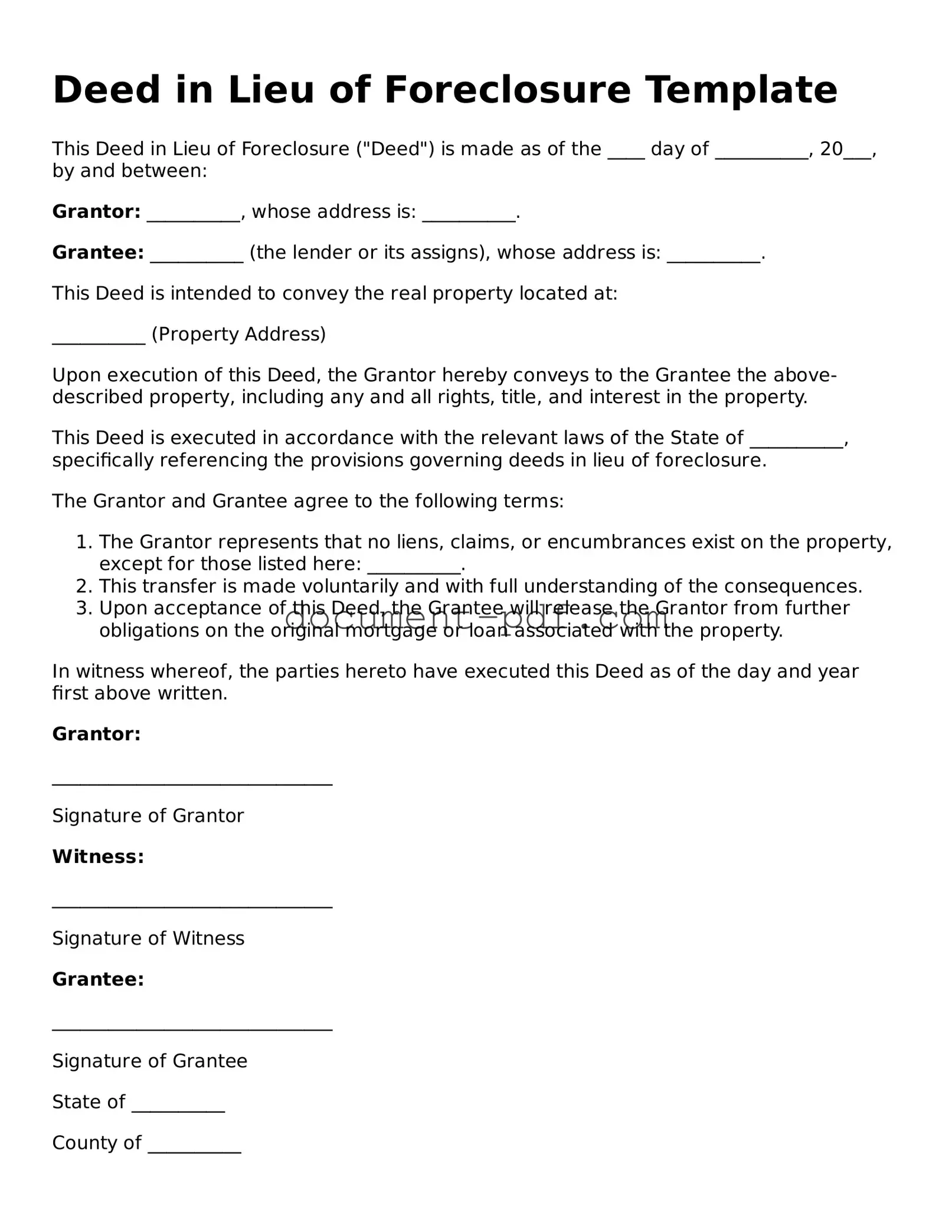 Attorney-Approved Deed in Lieu of Foreclosure Document