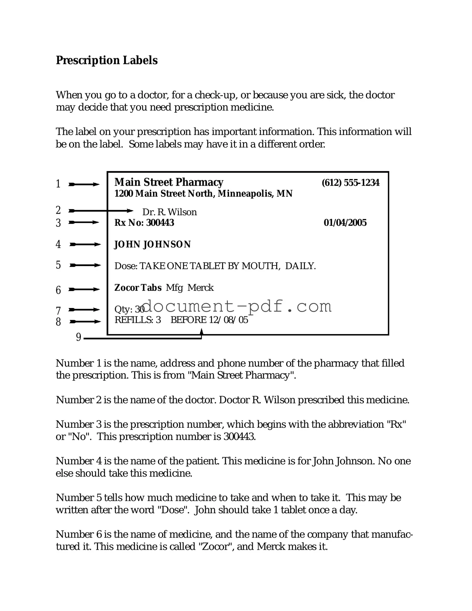 Blank Prescription Label PDF Form