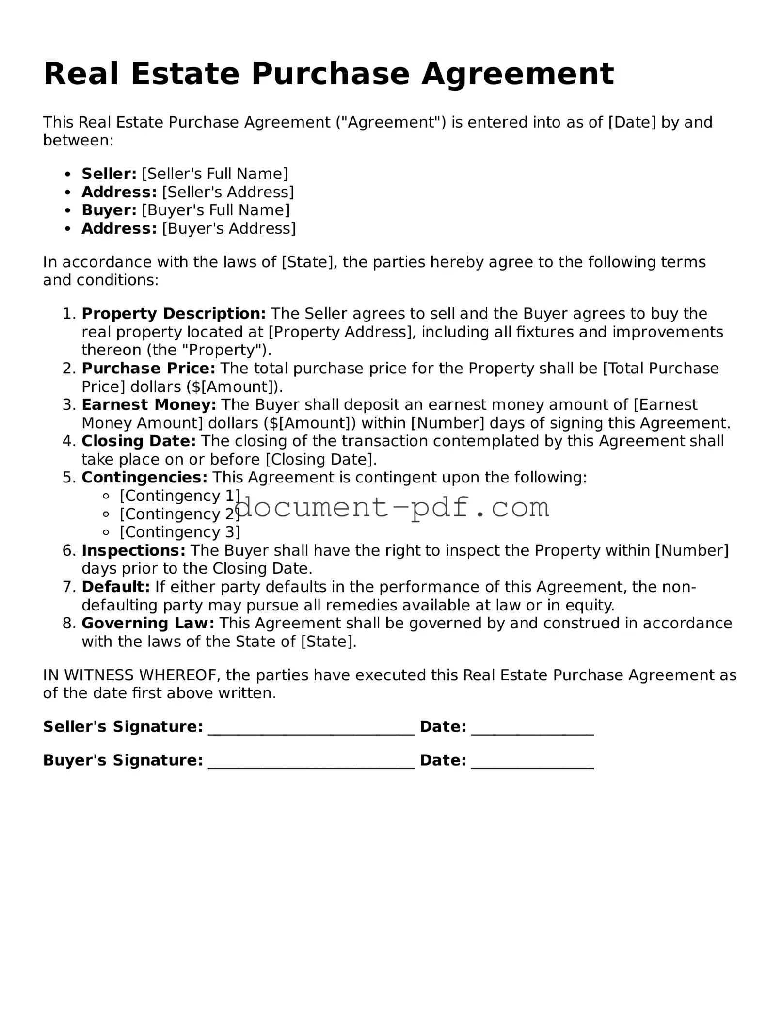 Attorney-Approved Real Estate Purchase Agreement Document