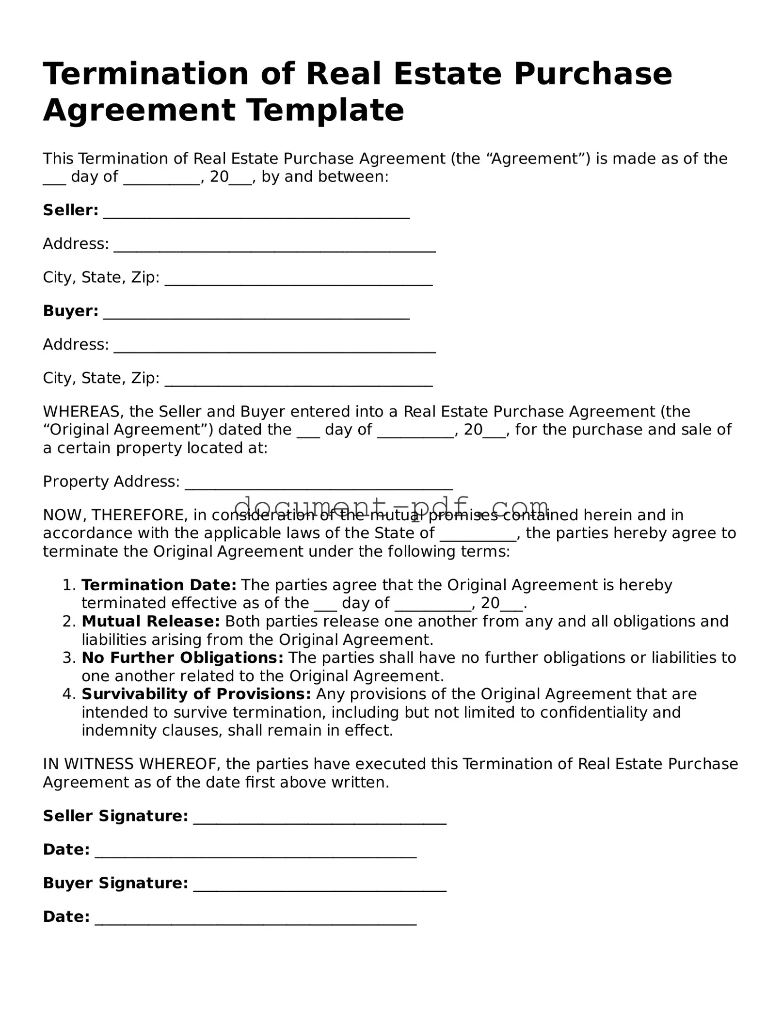 Attorney-Approved Termination of Real Estate Purchase Agreement Document