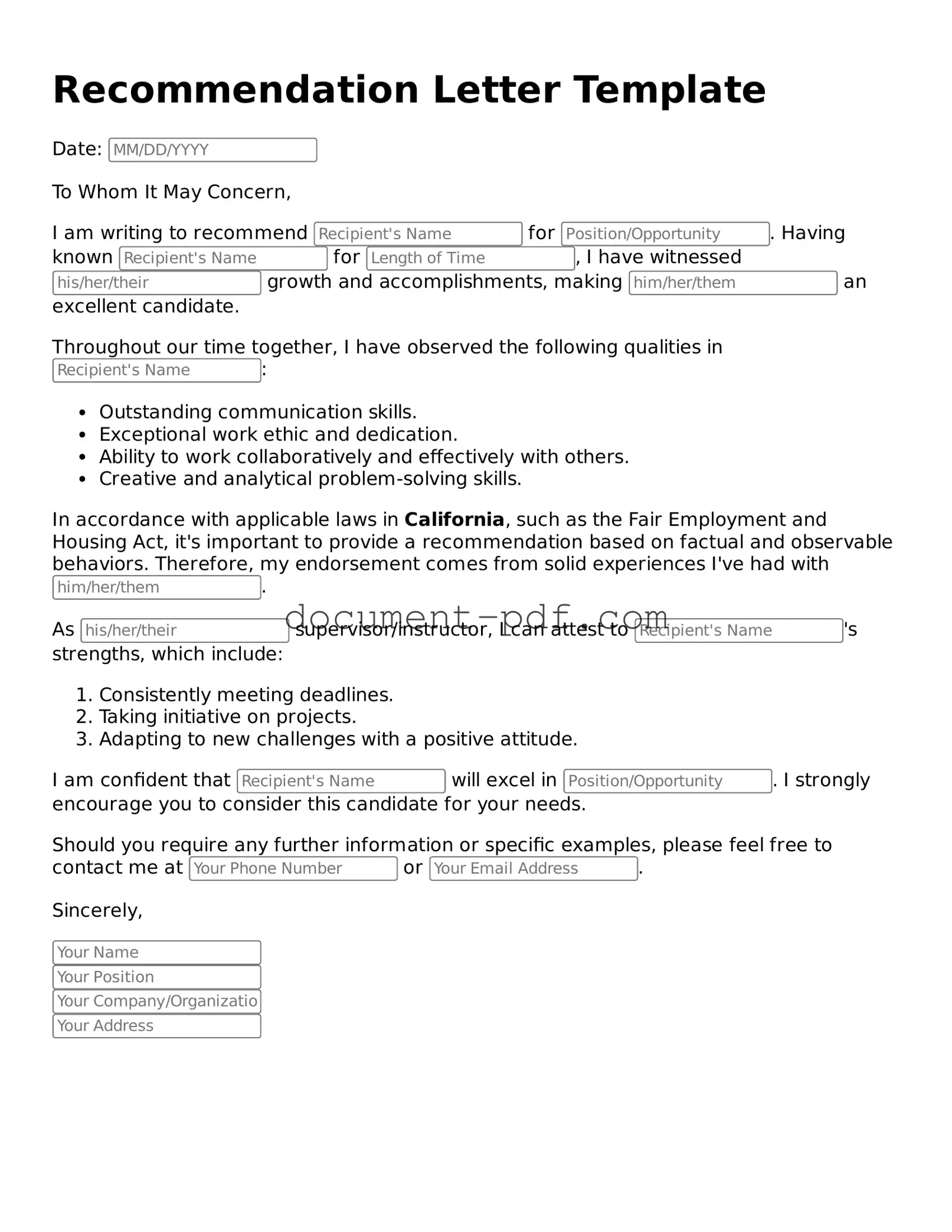 Attorney-Approved Recommendation Letter Document