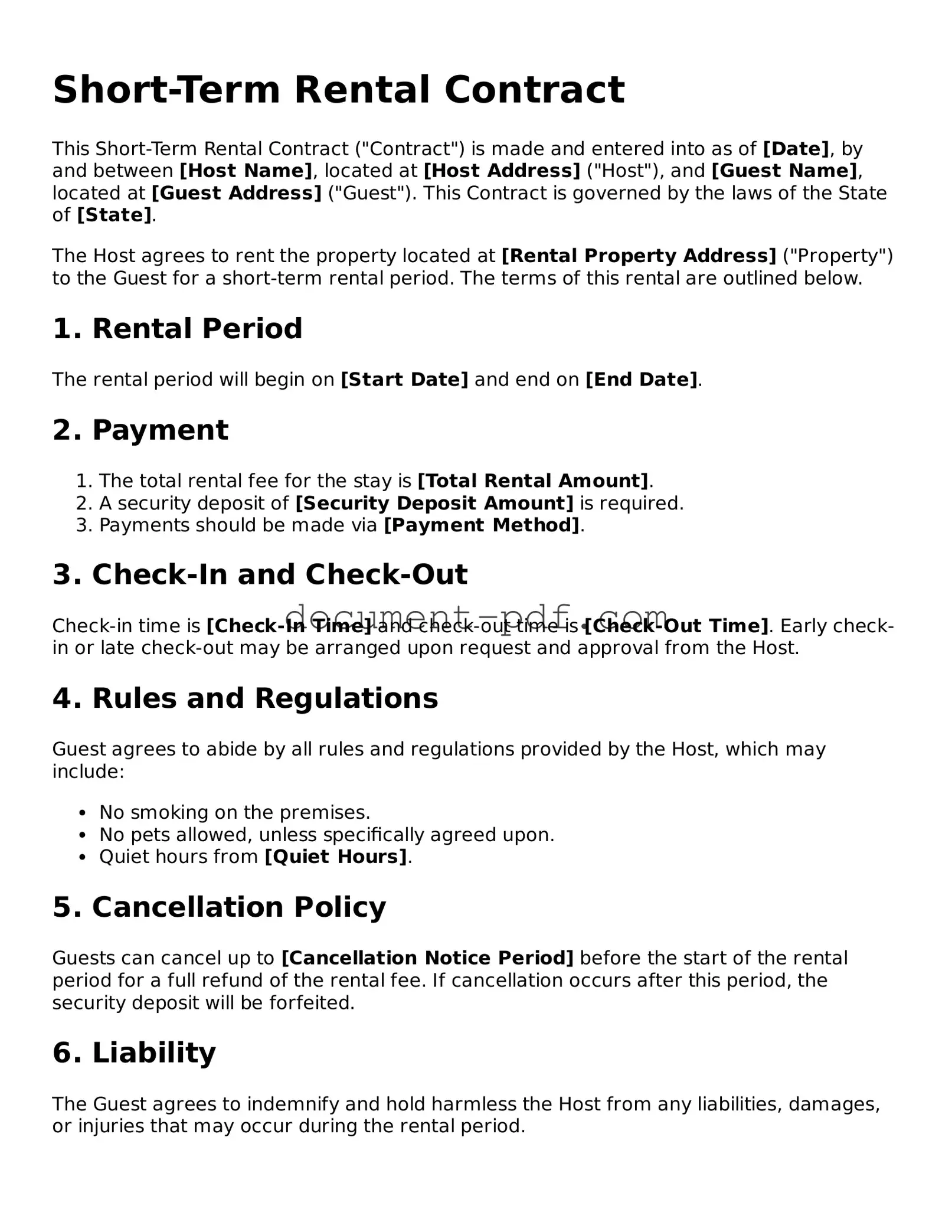Attorney-Approved Short-Term Rental Contract Document