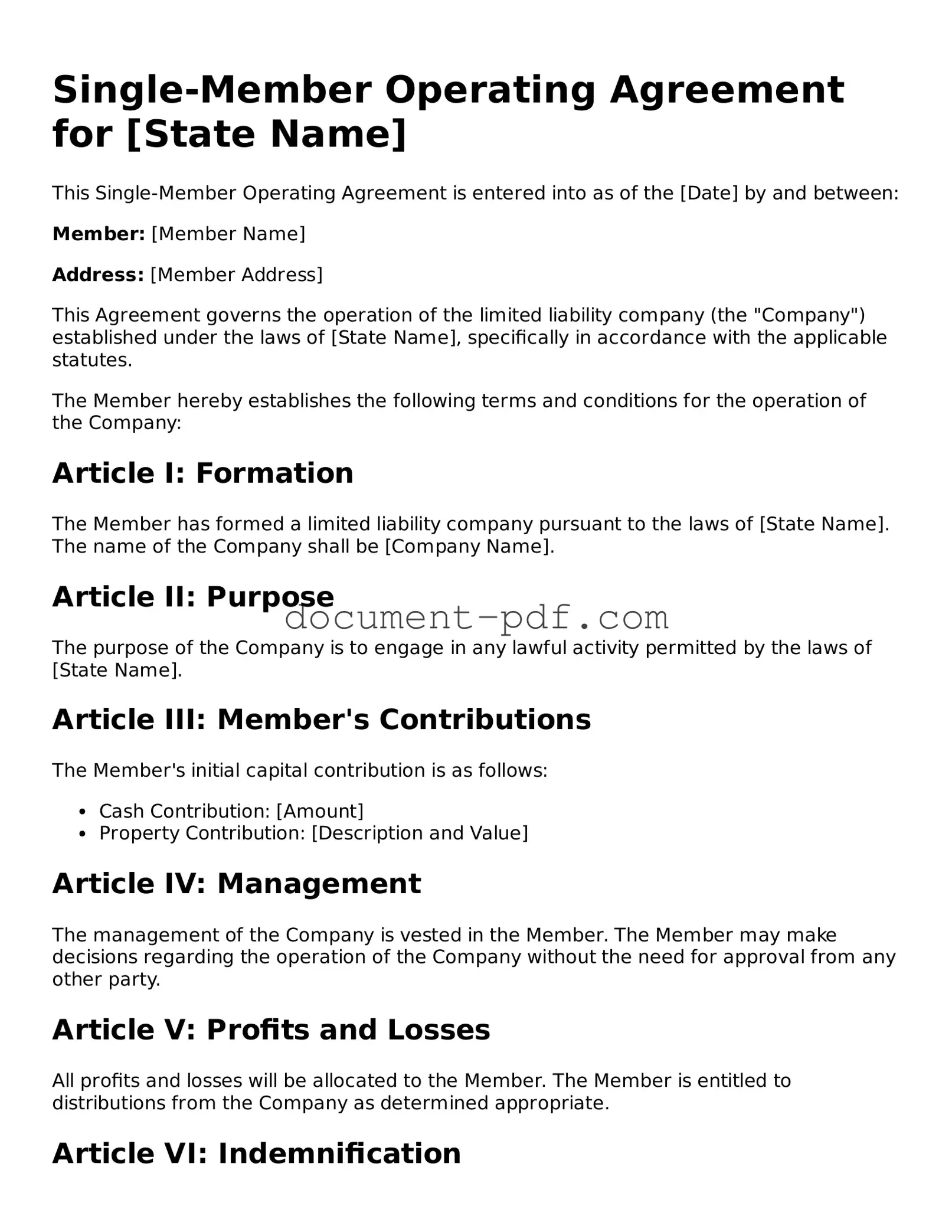 Attorney-Approved Single-Member Operating Agreement Document