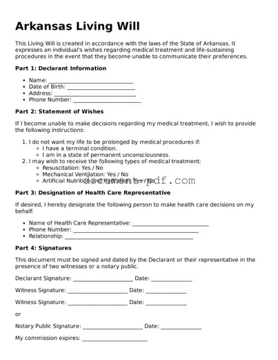 Attorney-Verified Arkansas Living Will Template