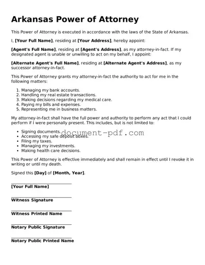 Attorney-Verified Arkansas Power of Attorney Template