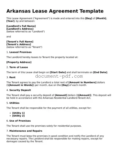 Attorney-Verified Arkansas Lease Agreement Template