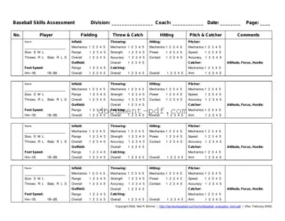 Blank Baseball Assessment PDF Form