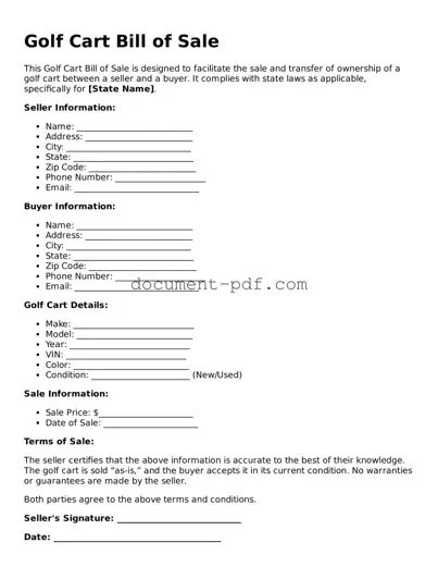 Attorney-Approved Golf Cart Bill of Sale Document