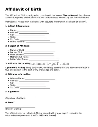 Attorney-Approved Affidavit of Birth Document