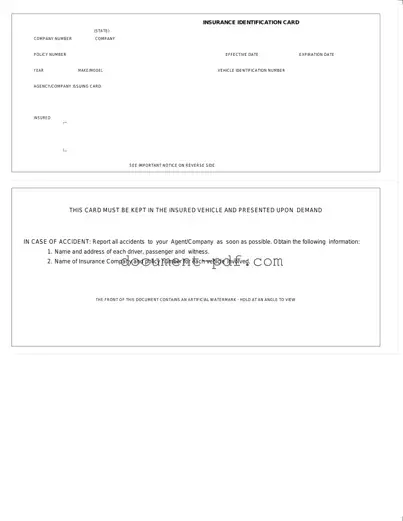 Blank Auto Insurance Card PDF Form