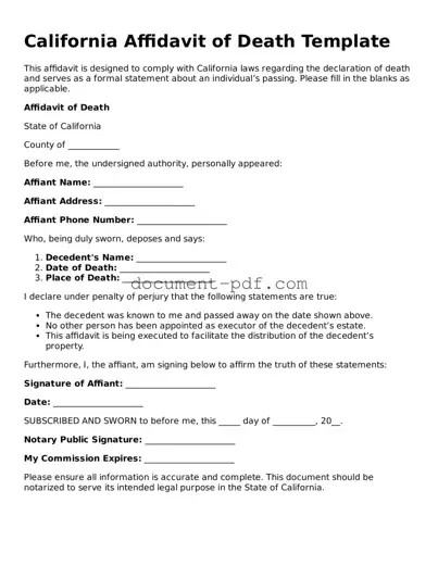 Attorney-Verified California Affidavit of Death Template