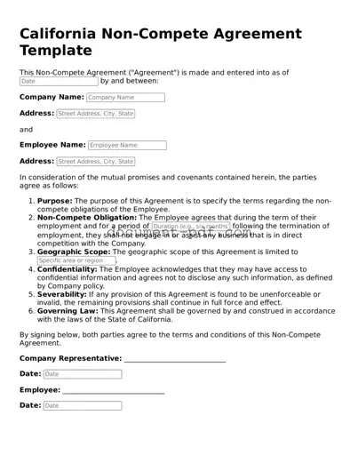 Attorney-Verified California Non-compete Agreement Template