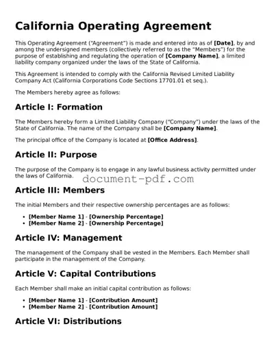 Attorney-Verified California Operating Agreement Template