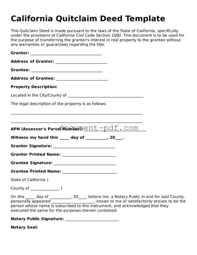 Attorney-Verified California Quitclaim Deed Template