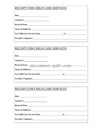 Blank Childcare Receipt PDF Form