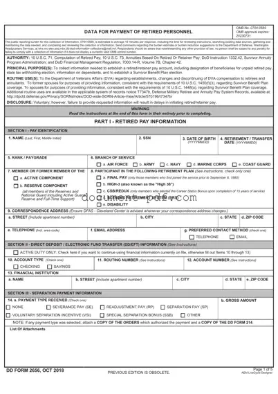 Blank DD 2656 PDF Form