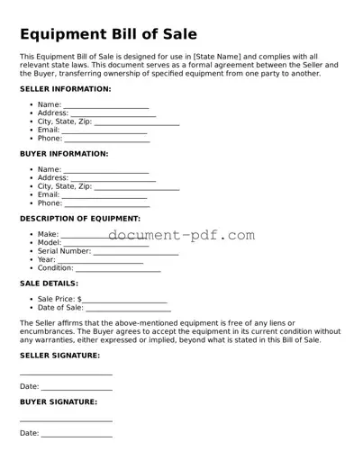 Attorney-Approved Equipment Bill of Sale Document
