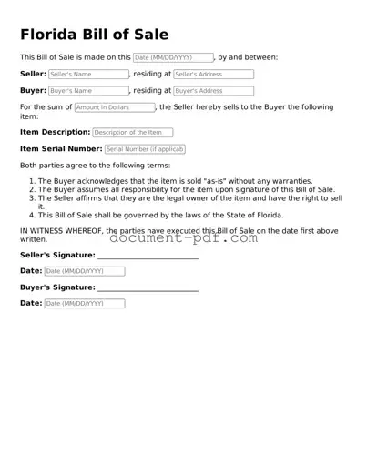 Attorney-Verified Florida Bill of Sale Template