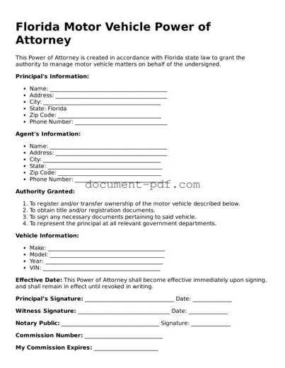 Attorney-Verified Florida Motor Vehicle Power of Attorney Template