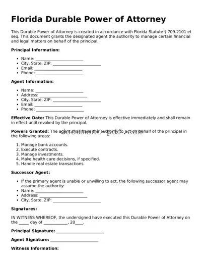 Attorney-Verified Florida Durable Power of Attorney Template