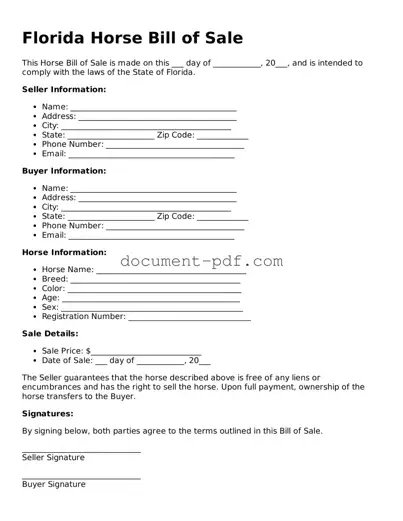Attorney-Verified Florida Horse Bill of Sale Template