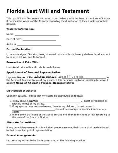 Attorney-Verified Florida Last Will and Testament Template