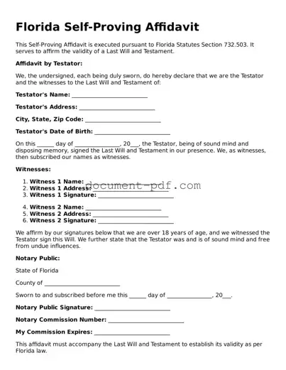 Attorney-Verified Florida Self-Proving Affidavit Template