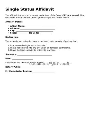 Attorney-Approved Single Status Affidavit Document