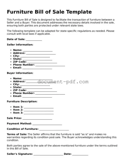 Attorney-Approved Furniture Bill of Sale Document