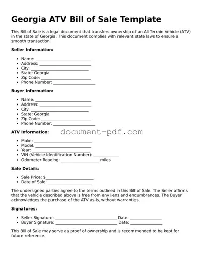 Attorney-Verified Georgia ATV Bill of Sale Template