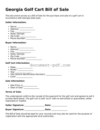 Attorney-Verified Georgia Golf Cart Bill of Sale Template