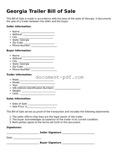 Attorney-Verified Georgia Trailer Bill of Sale Template