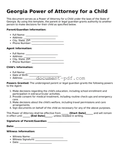 Attorney-Verified Georgia Power of Attorney for a Child Template