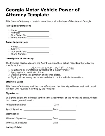 Attorney-Verified Georgia Motor Vehicle Power of Attorney Template