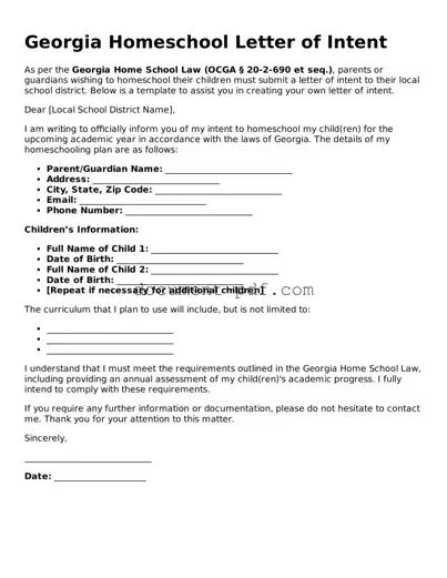 Attorney-Verified Georgia Homeschool Letter of Intent Template