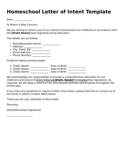 Attorney-Approved Homeschool Letter of Intent Document