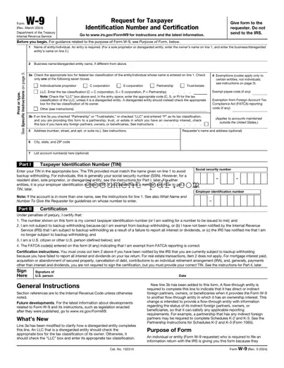 Blank IRS W-9 PDF Form